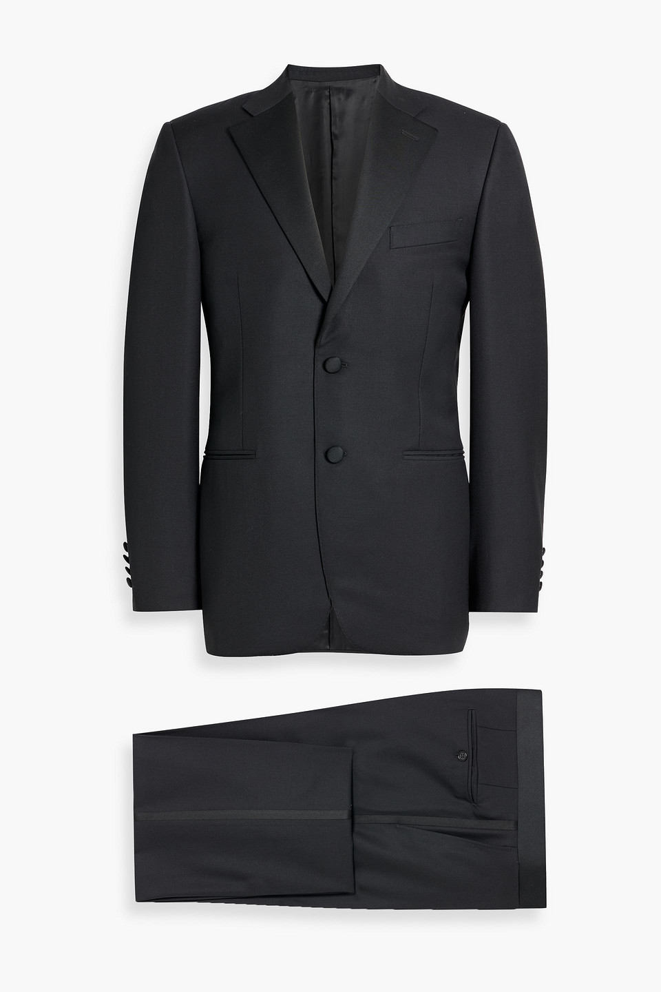 Satin-trimmed wool suit