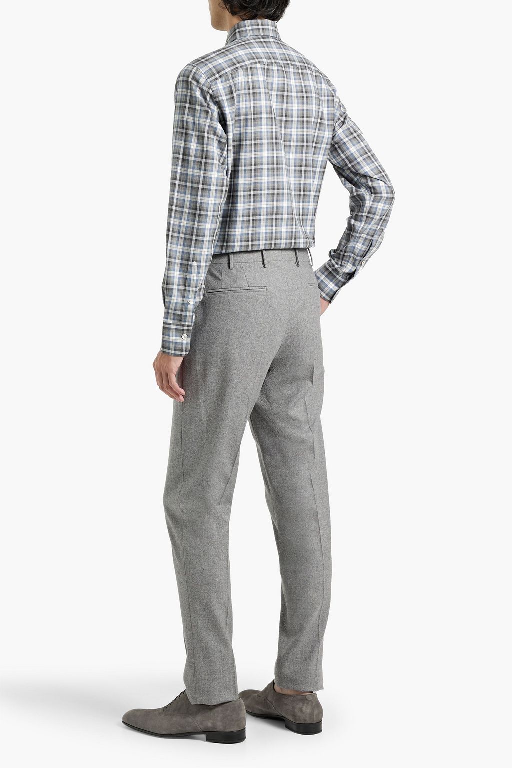 CANALI Checked cotton-flannel shirt