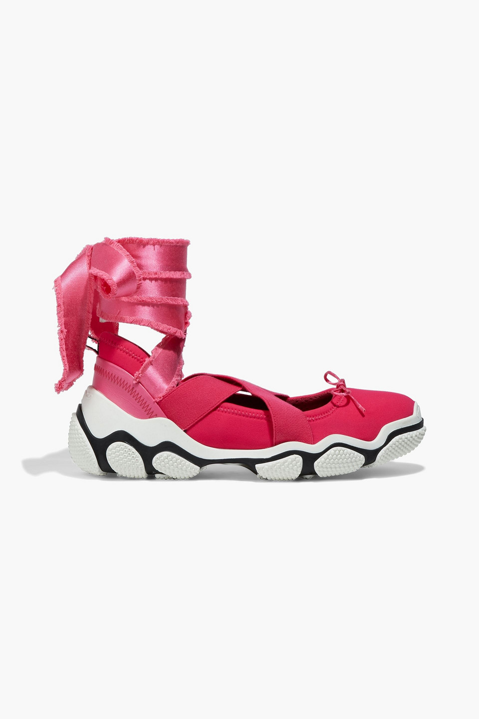 RED(V) Satin-trimmed bow-detailed neoprene sneakers