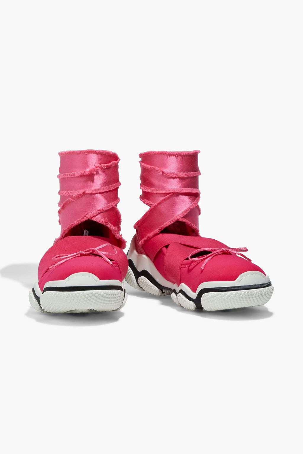 RED(V) Satin-trimmed bow-detailed neoprene sneakers