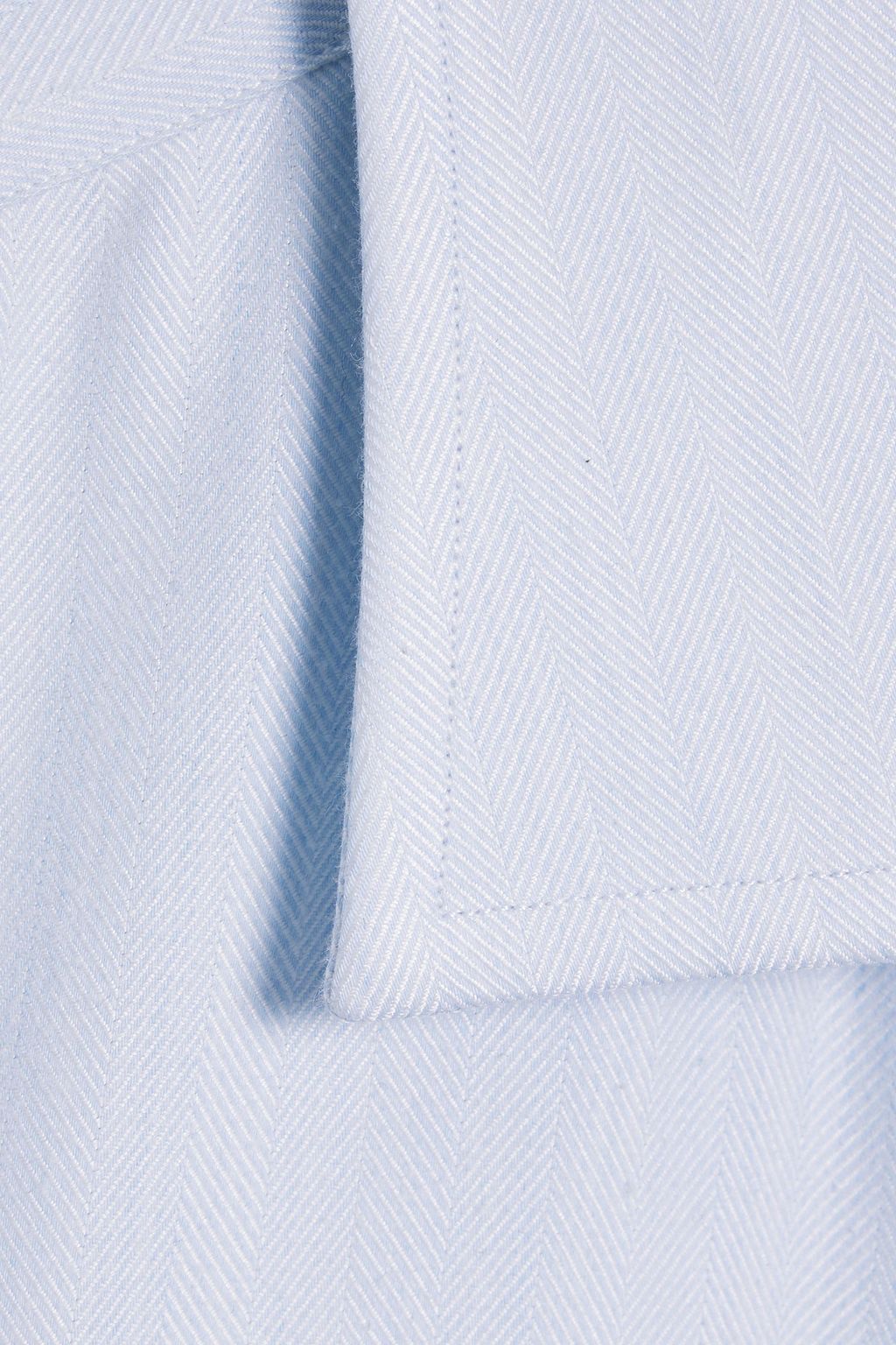 CANALI Herringbone silk, cotton and cashmere-blend shirt