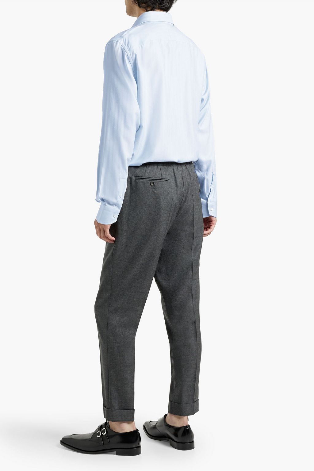 CANALI Herringbone silk, cotton and cashmere-blend shirt