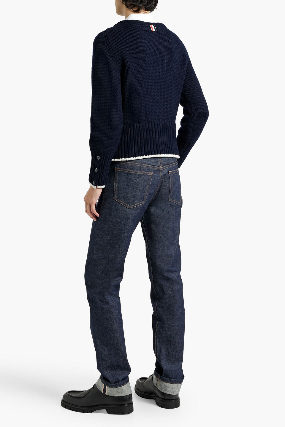 Thom Browne Intarsia Cashmere Sweater In Navy