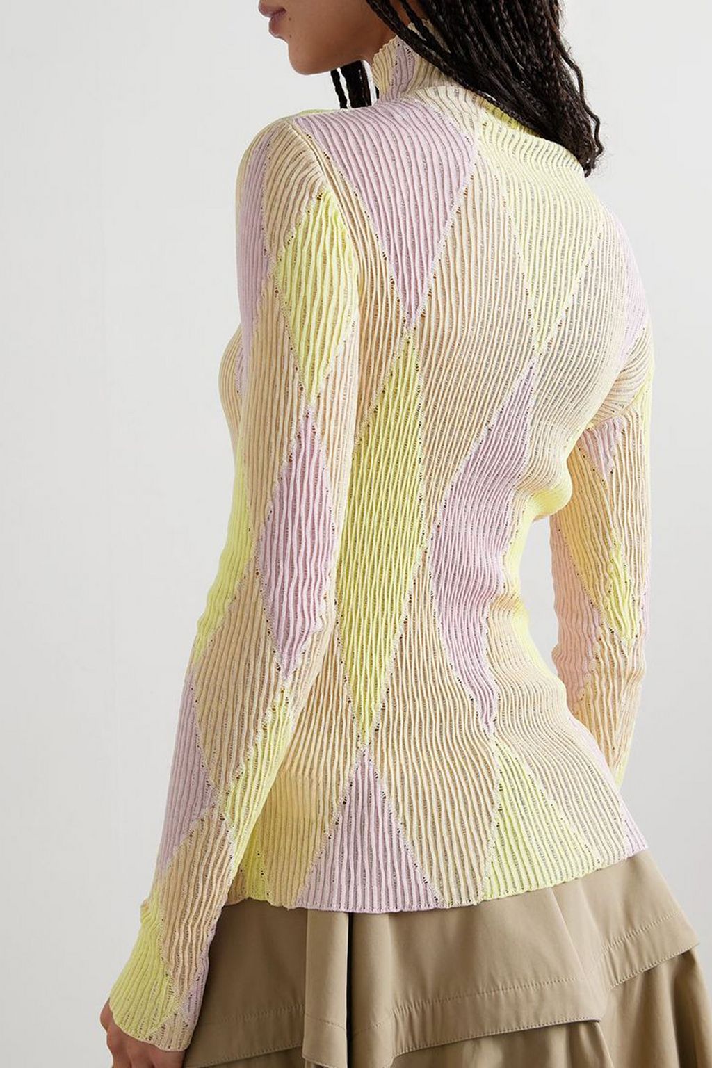 BURBERRY Argyle ribbed cotton and silk-blend turtleneck sweater