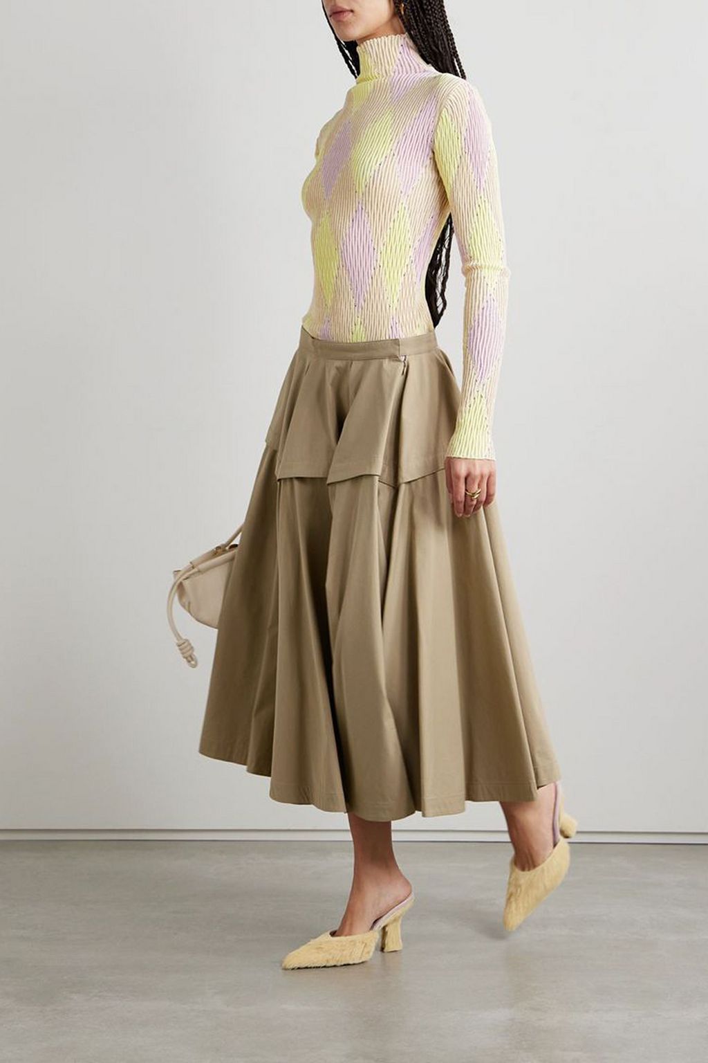 BURBERRY Argyle ribbed cotton and silk-blend turtleneck sweater