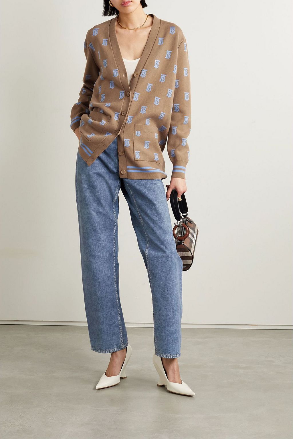 BURBERRY Jacquard-knit wool-blend cardigan