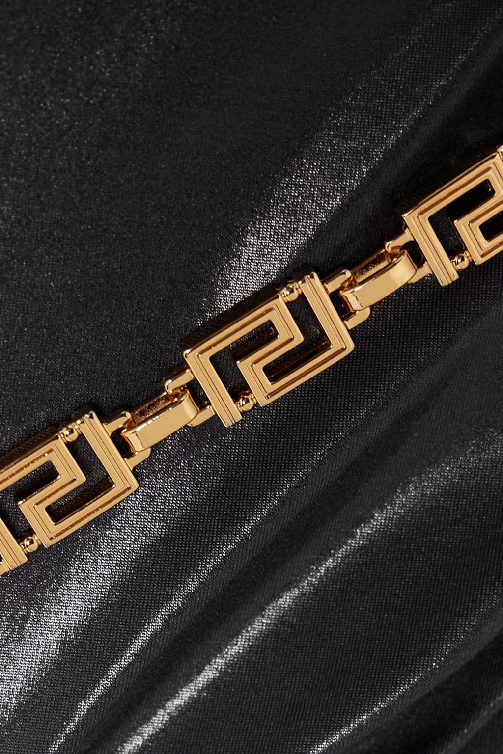 VERSACE Embellished cutout metallic bikini briefs