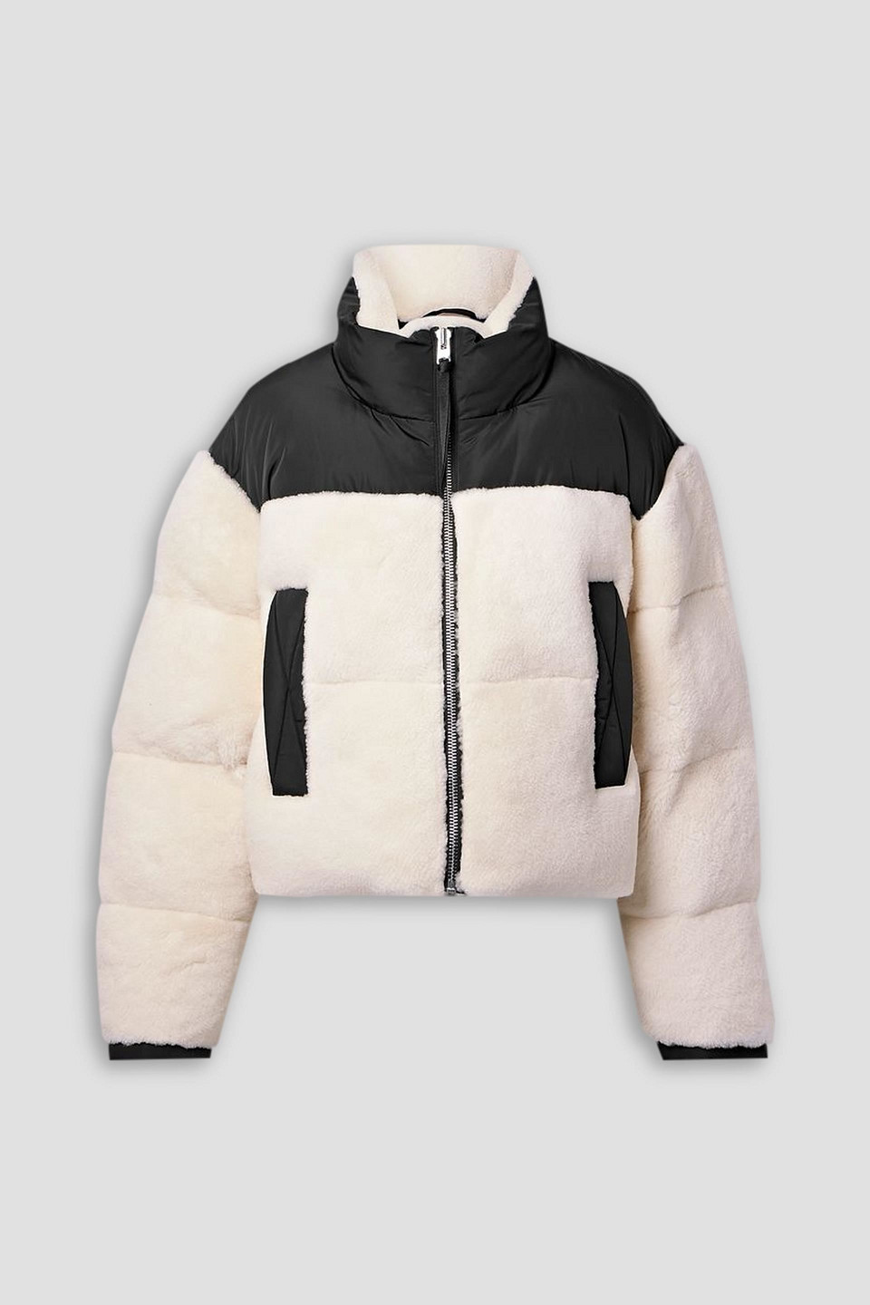 Shoreditch Ski Club White Maya Shearling Puffer Jacket In Ecru