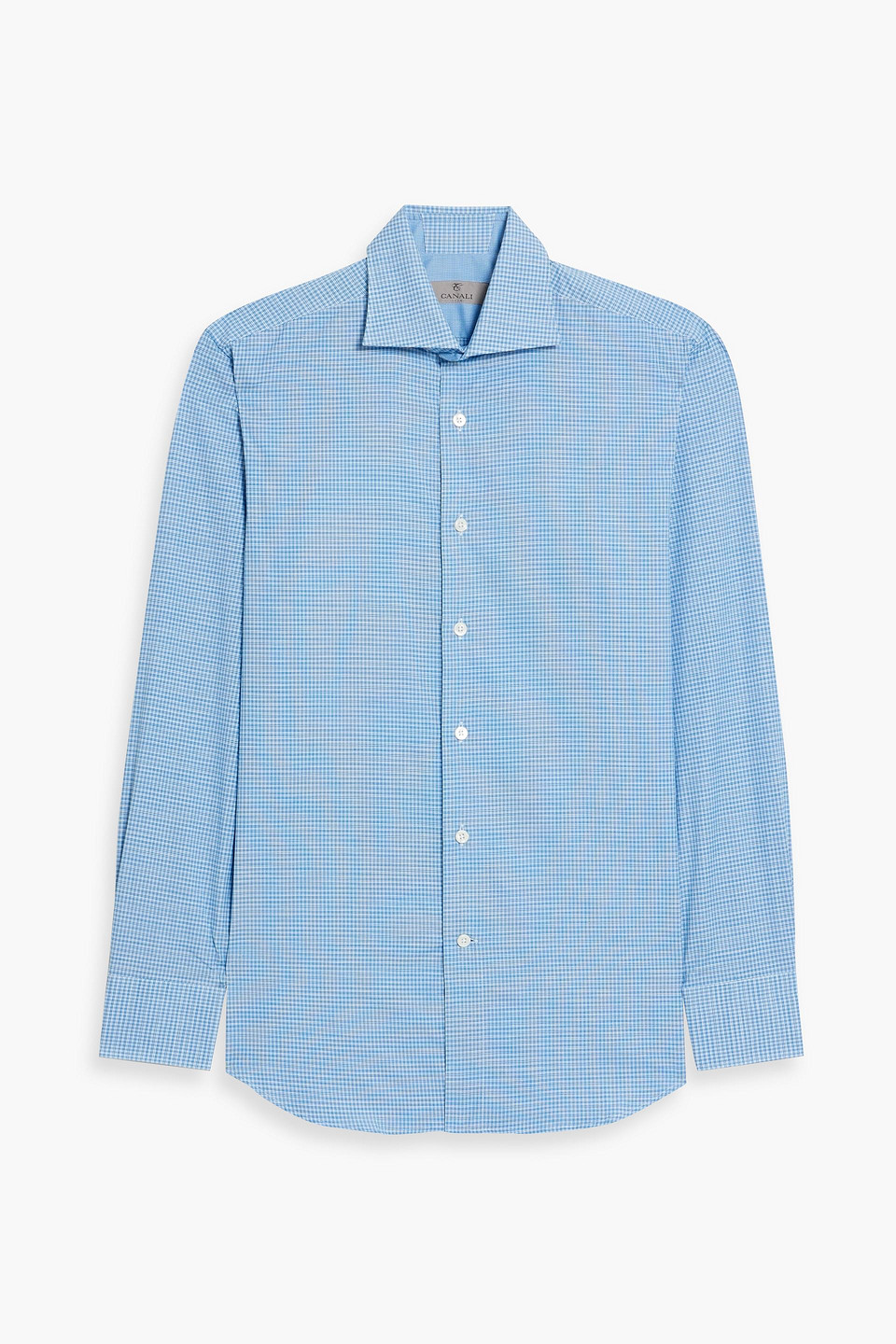 Canali Checked Cotton Shirt In Light Blue