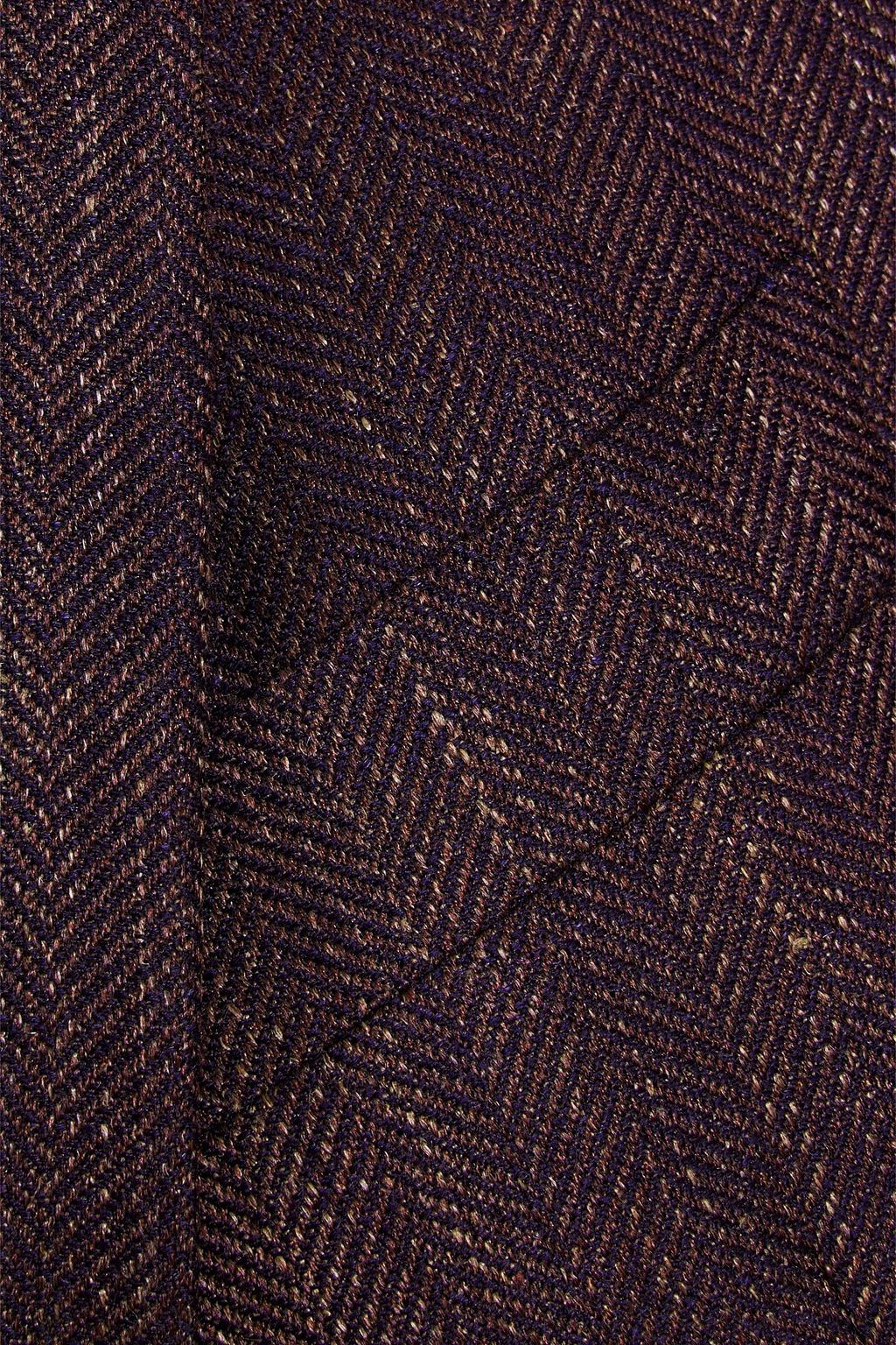 CANALI Herringbone wool, silk and linen-blend blazer