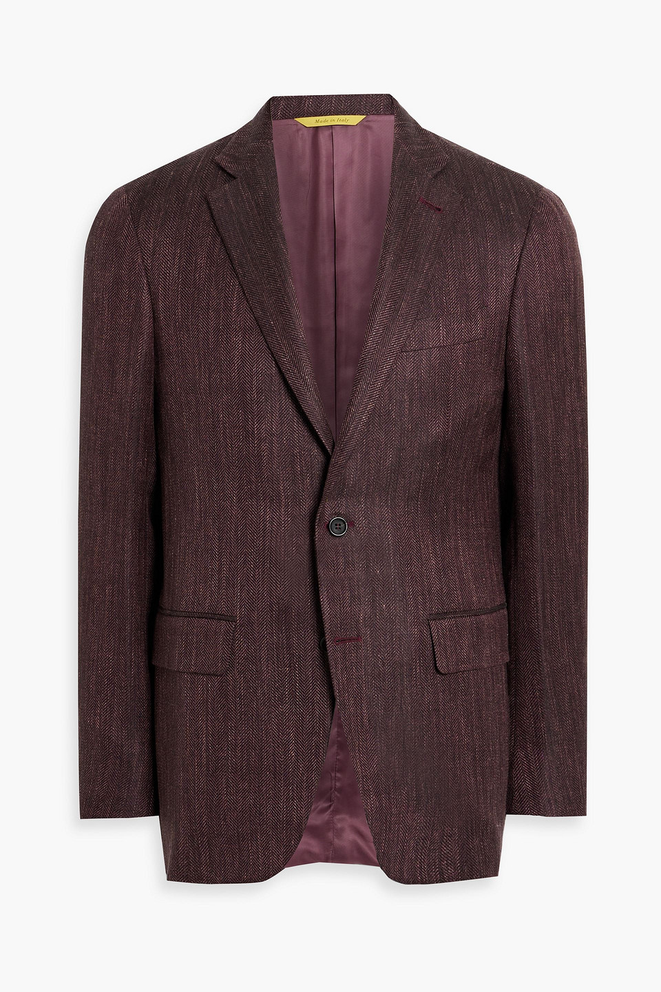 Herringbone wool, silk and linen-blend blazer