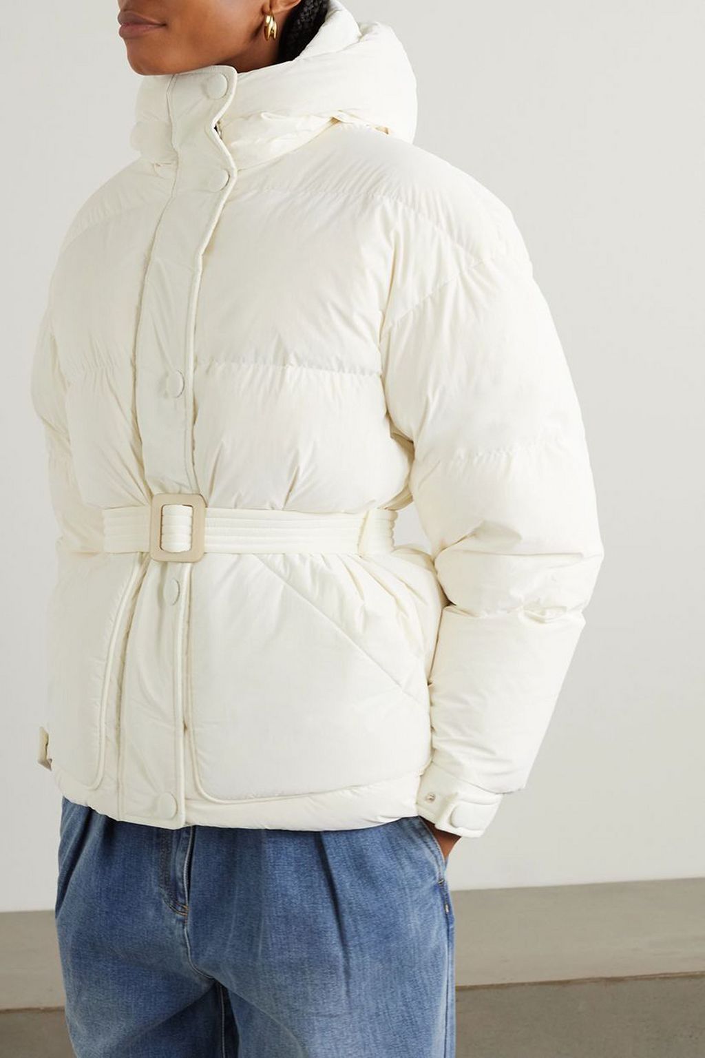 IENKI IENKI Michlin belted quilted faux leather down jacket