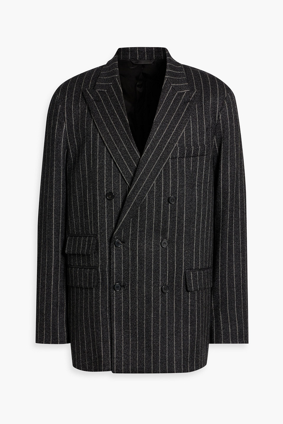 Acne Studios Double-breasted Pinstriped Wool-blend Blazer In Dark Gray