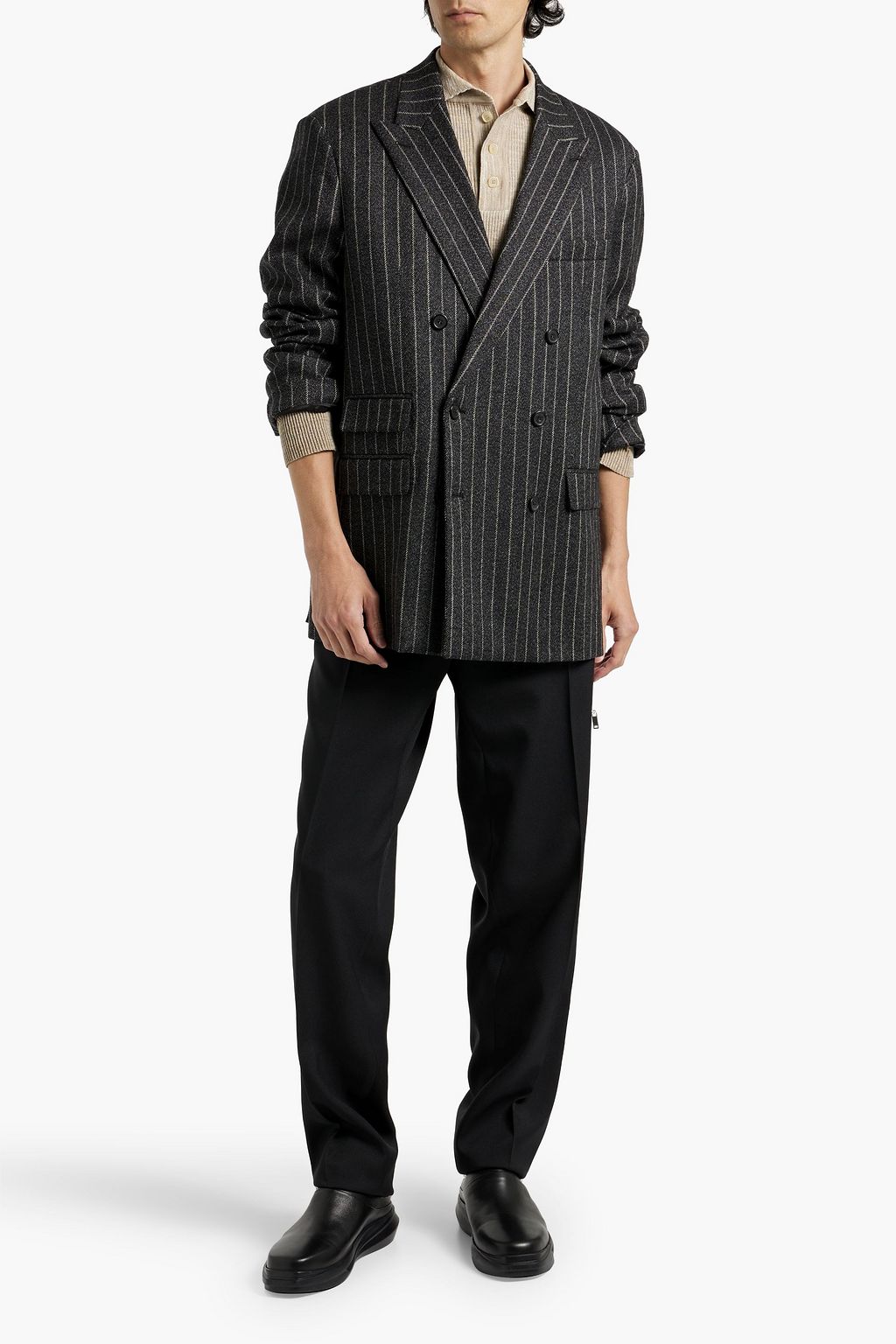 ACNE STUDIOS Double-breasted pinstriped wool-blend blazer