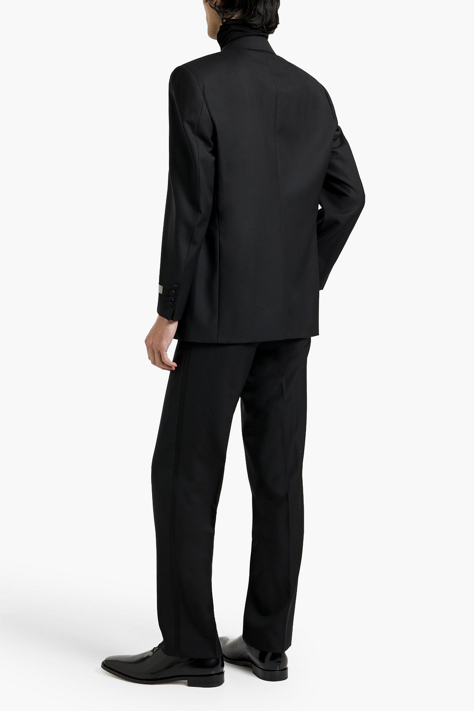 Canali Satin-trimmed Wool-twill Suit In Black
