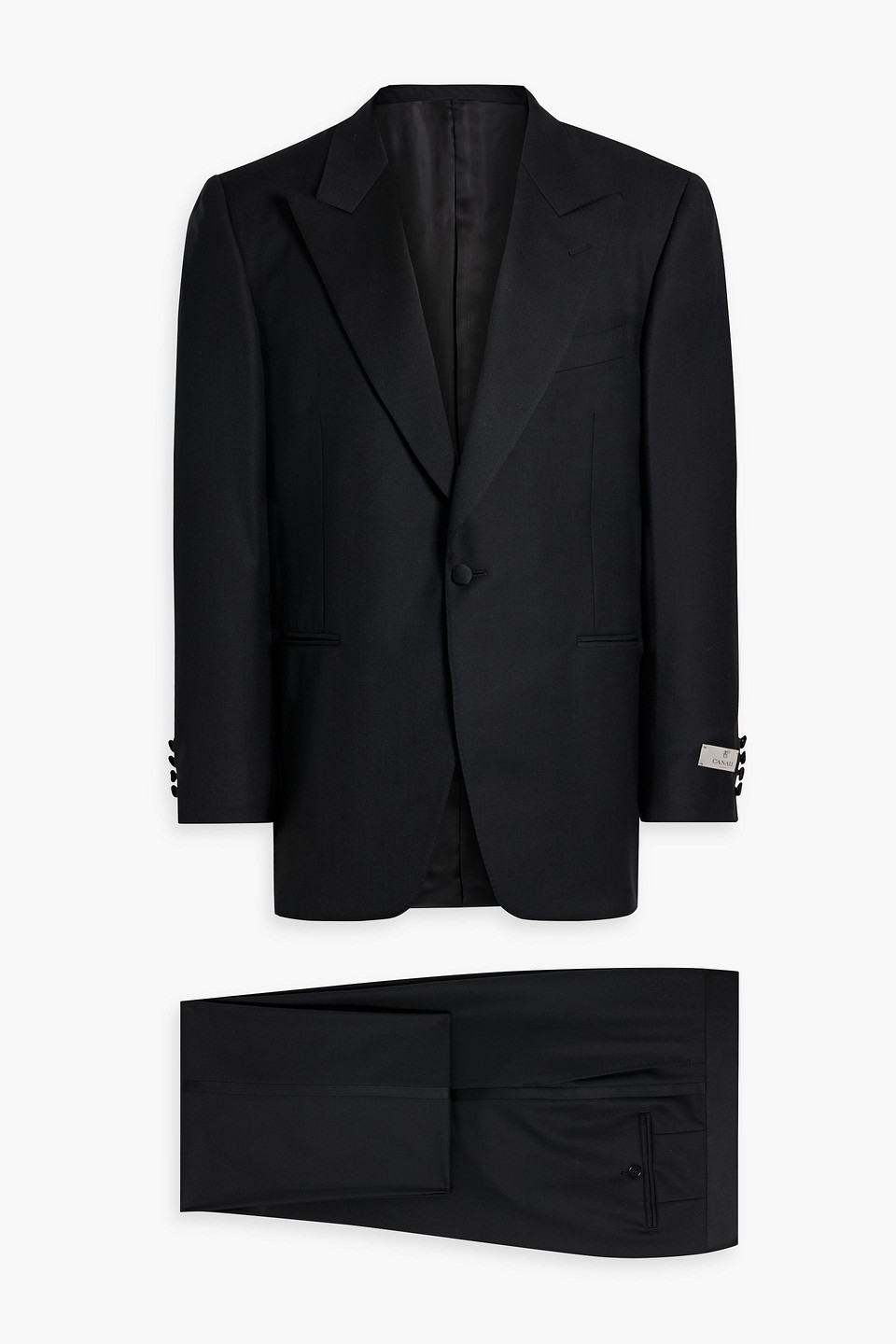 Canali Satin-trimmed Wool-twill Suit In Black