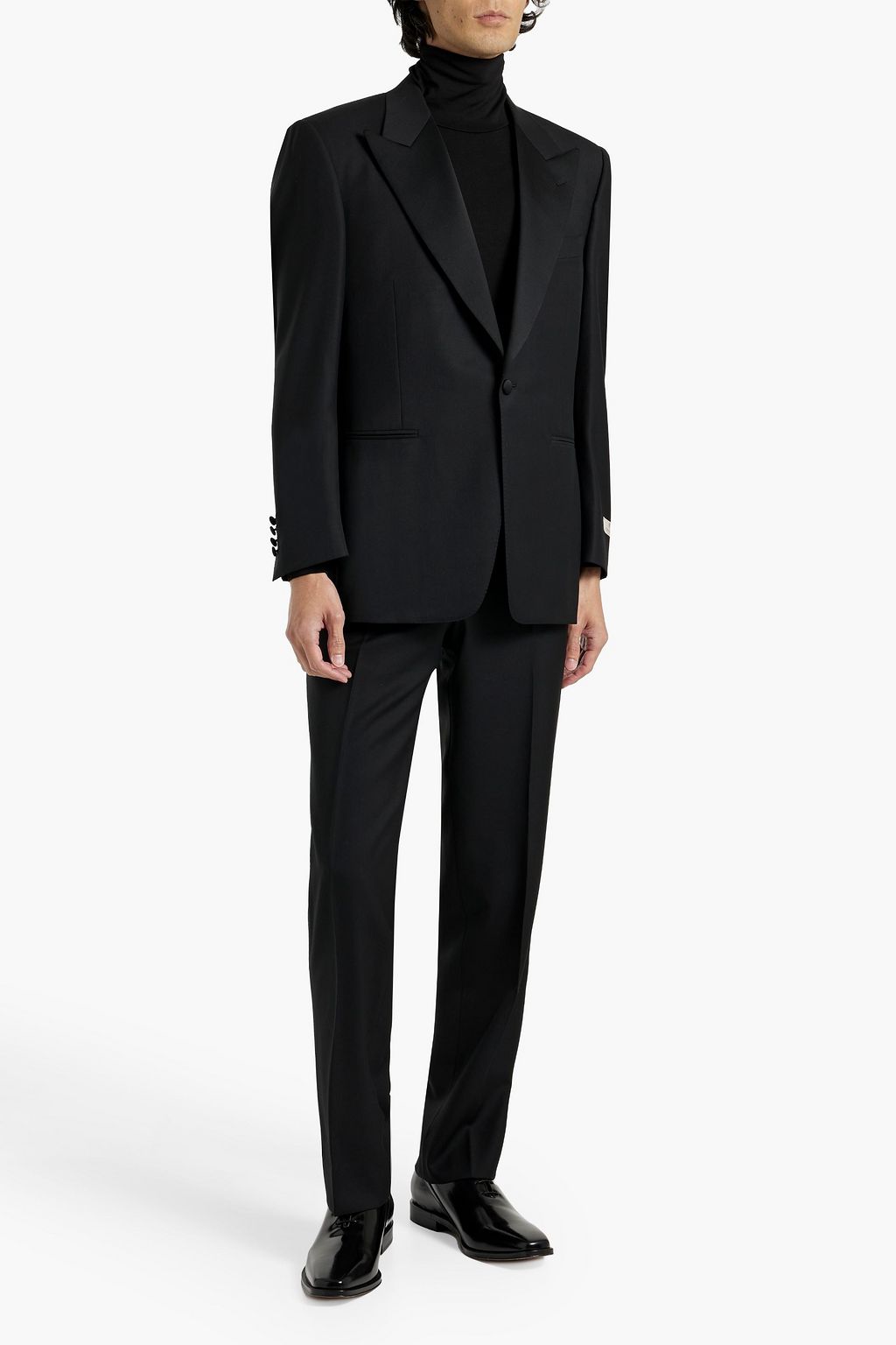 CANALI Satin-trimmed wool-twill suit