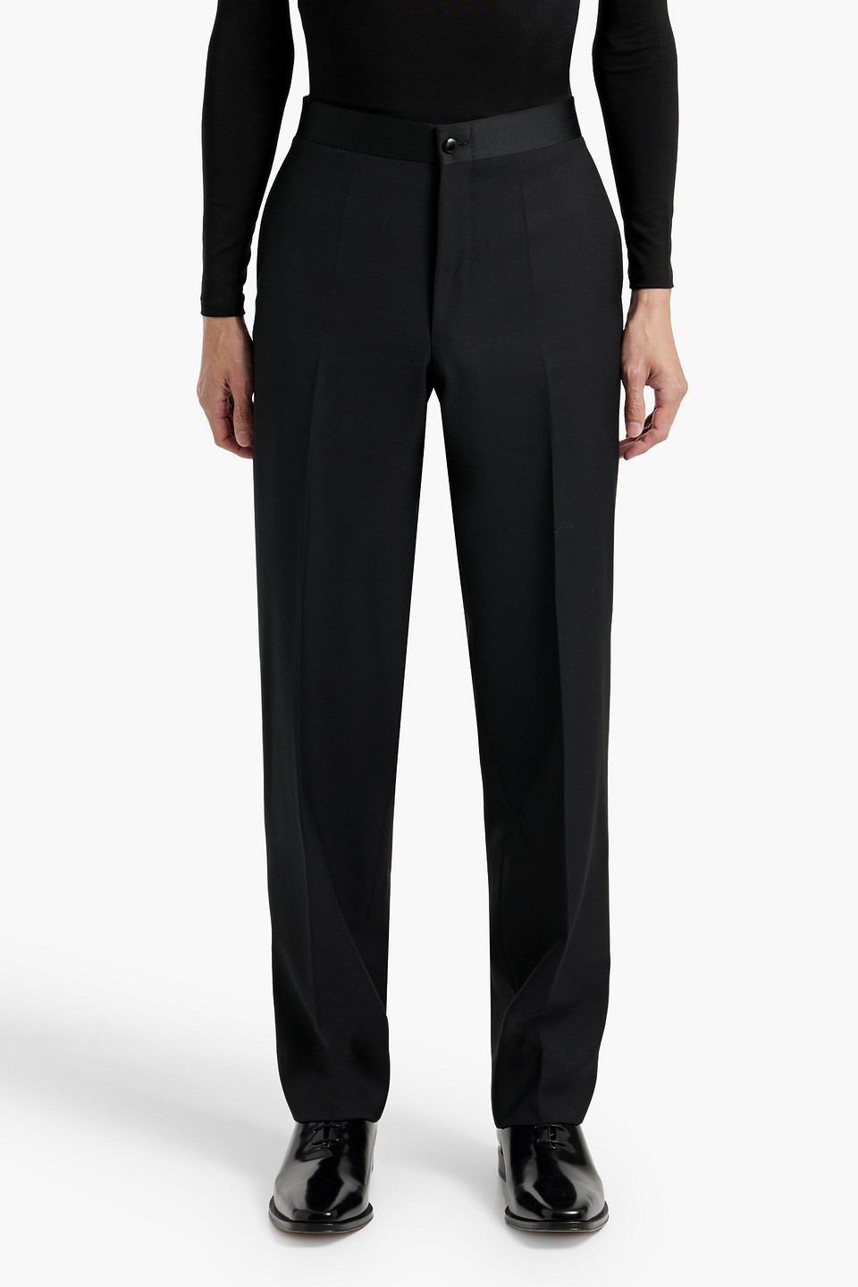Canali Satin-trimmed Wool-twill Suit In Black