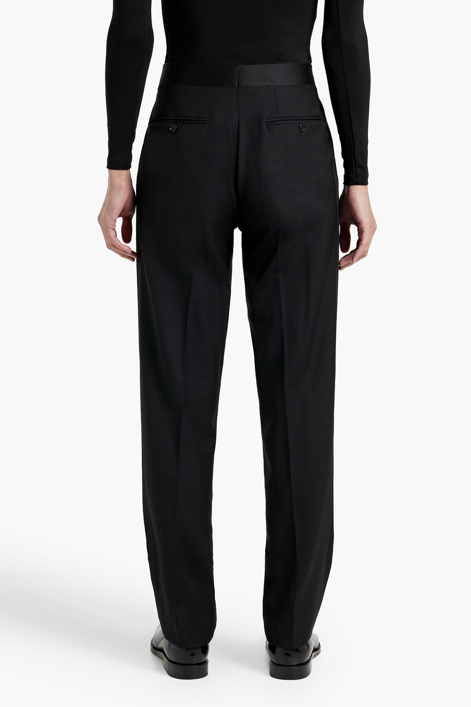 Canali Satin-trimmed Wool-twill Suit In Black