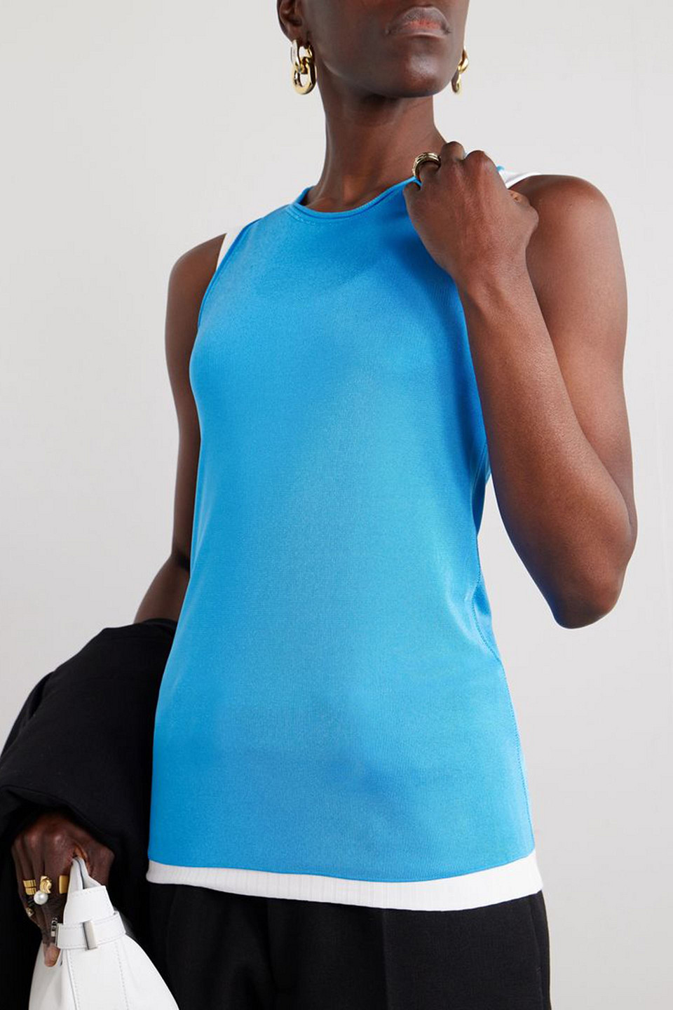 Ferragamo Knitted Tank In Azure