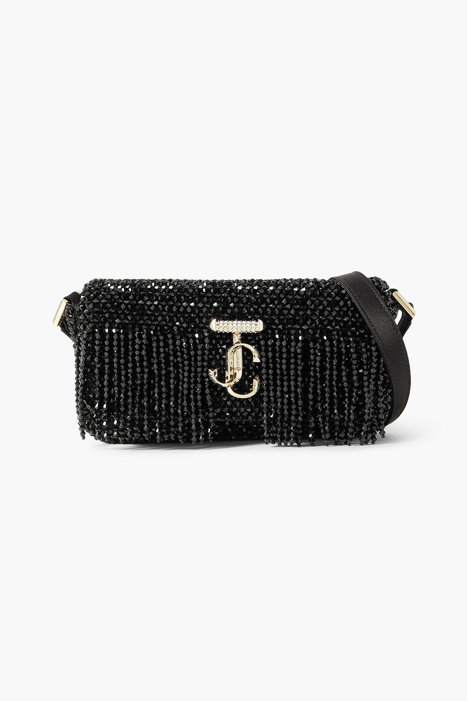 Avenue mini fringed embellished satin shoulder bag