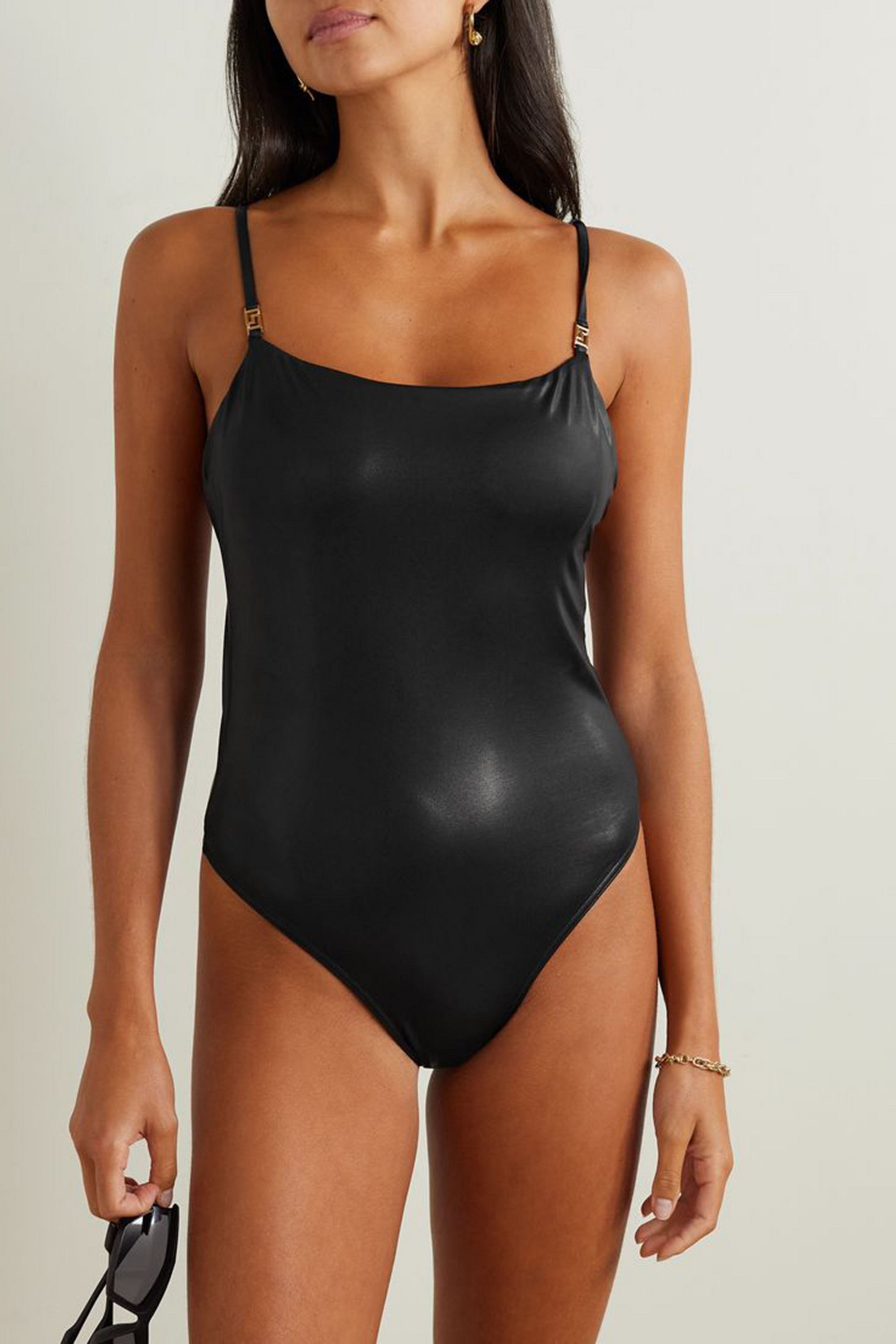 Versace Brinata embellished stretch-lamé swimsuit