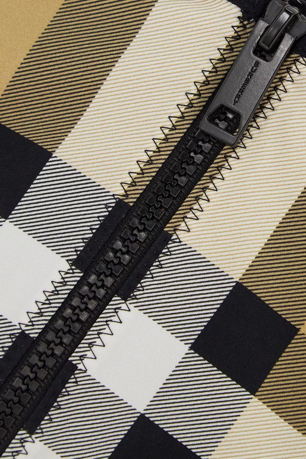BURBERRY Cropped zip-detailed checked stretch-jersey top