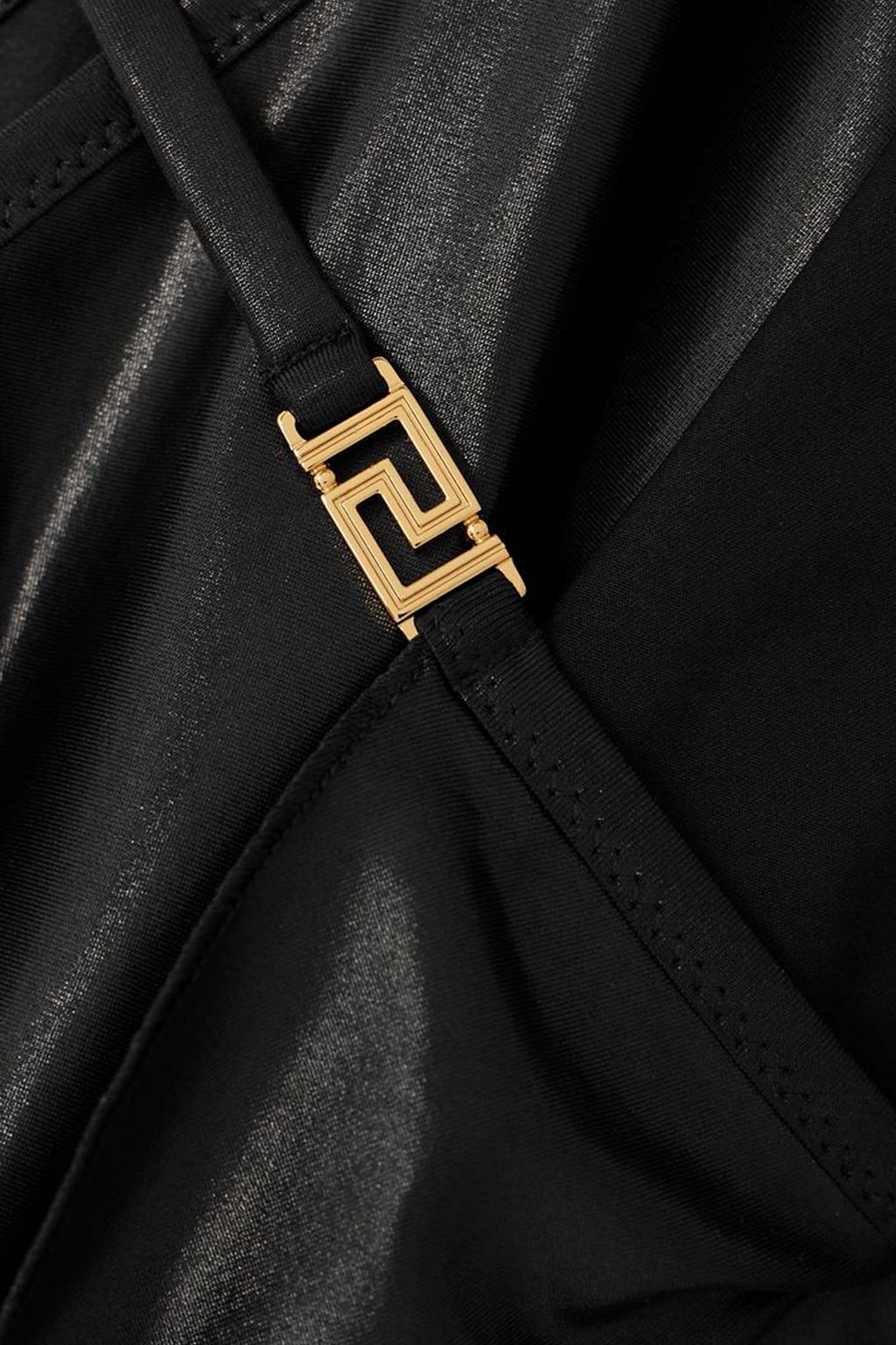 VERSACE 브리나타 장식 스트레치 라메 미니 랩 스커트