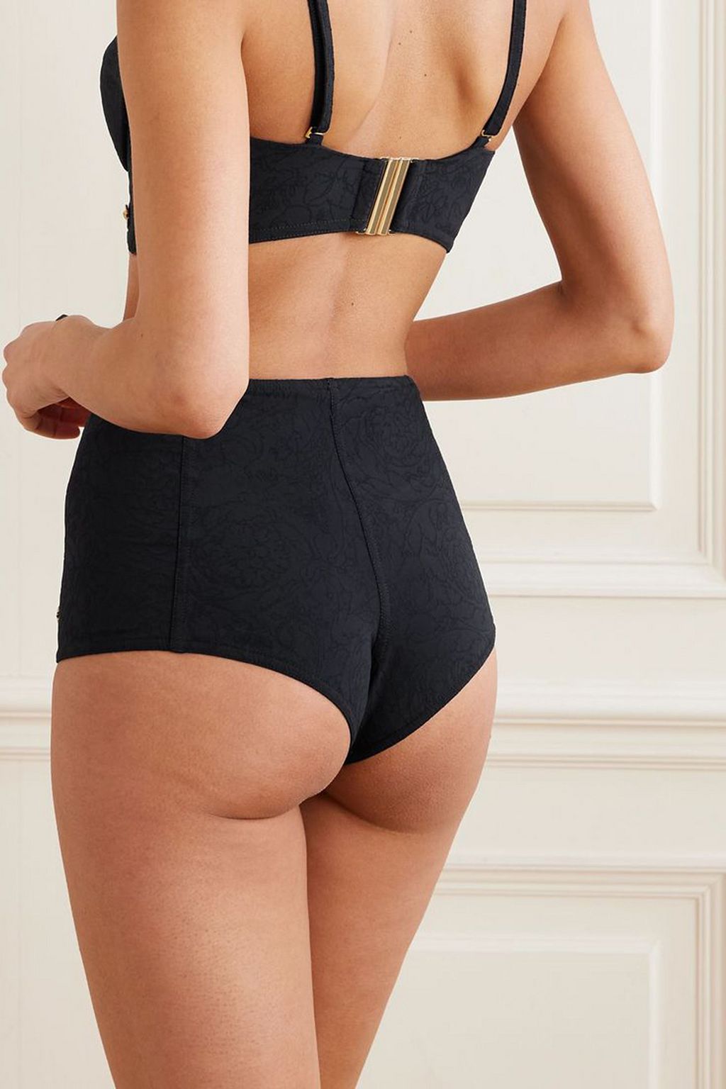 VERSACE Embellished jacquard high-rise bikini briefs