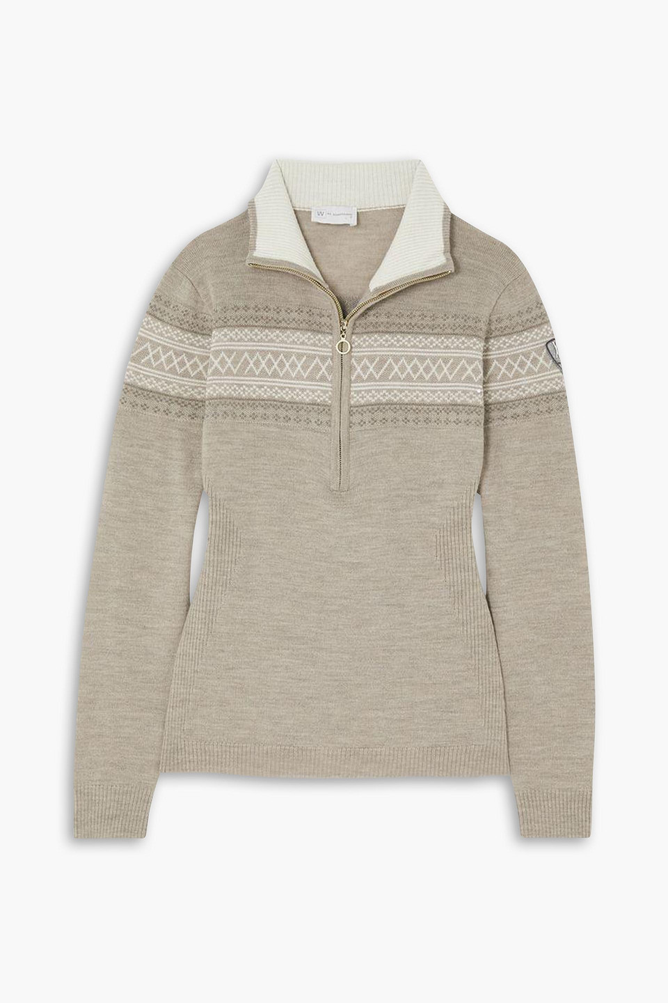Logo-appliquéd Fair Isle merino wool sweater