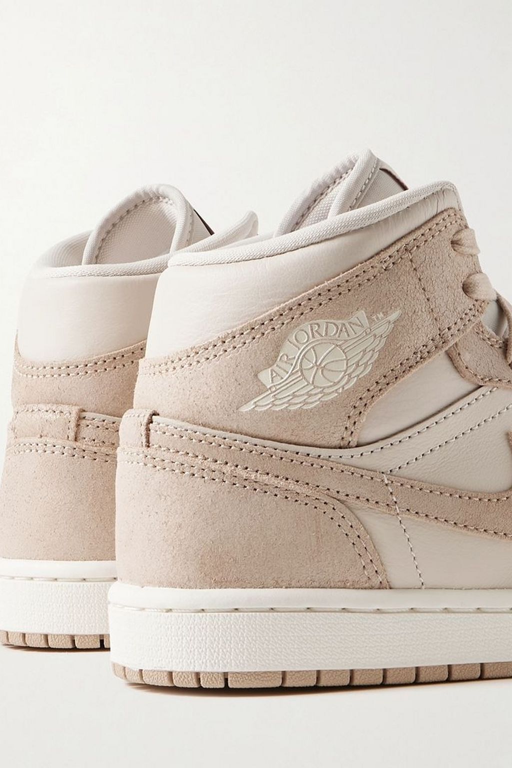NIKE Air Jordan 1 Mid SE washed-suede and leather sneakers