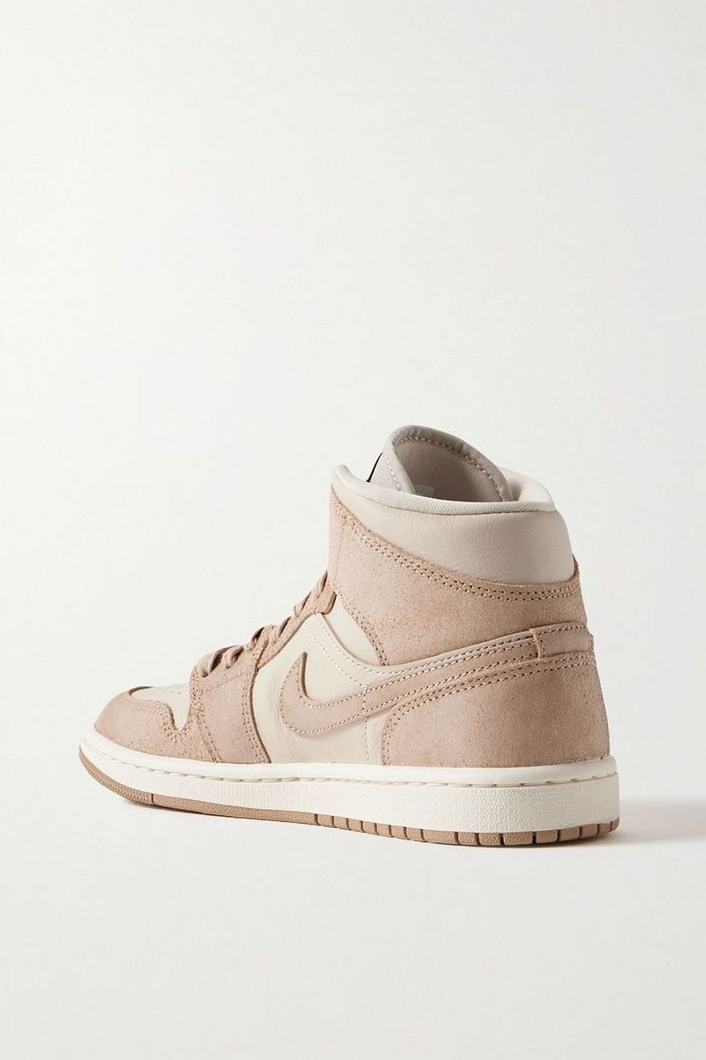 NIKE Air Jordan 1 Mid SE washed-suede and leather sneakers