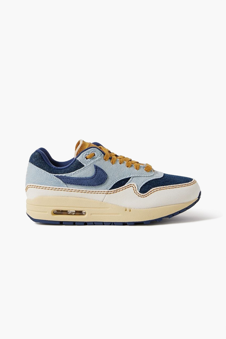 NIKE AIR MAX 1 '87 COLOR-BLOCK DENIM SNEAKERS