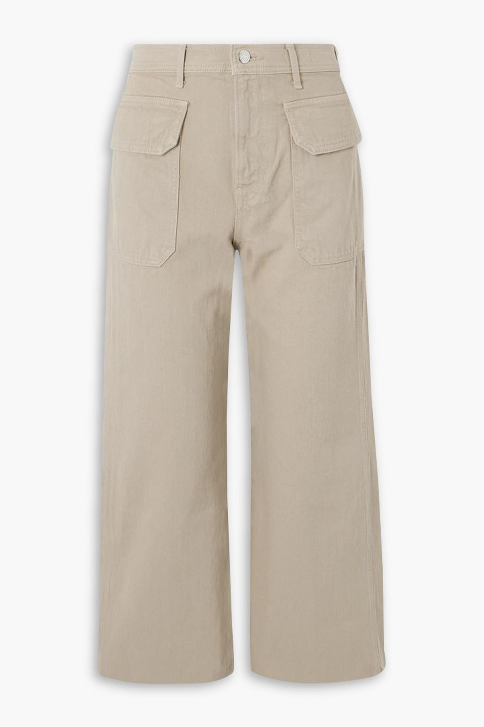 Veronica Beard Taylor Cropped High-rise Wide-leg Jeans In Beige