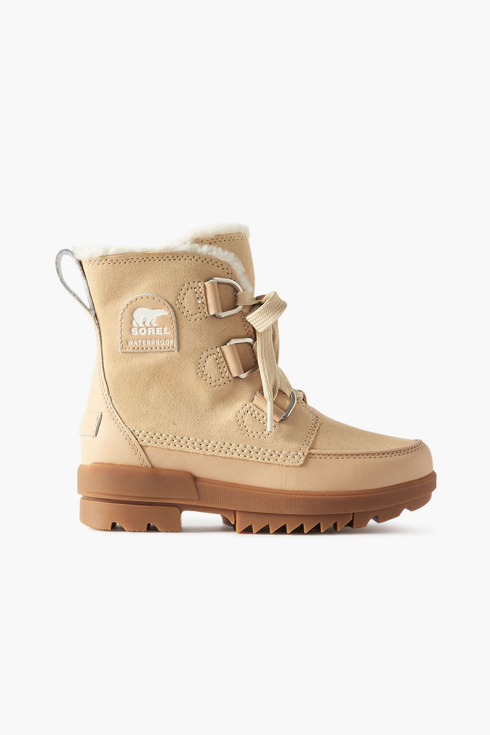 Sorel Torino Ii Faux Fur-trimmed Suede, Leather And Rubber Ankle Boots In Beige