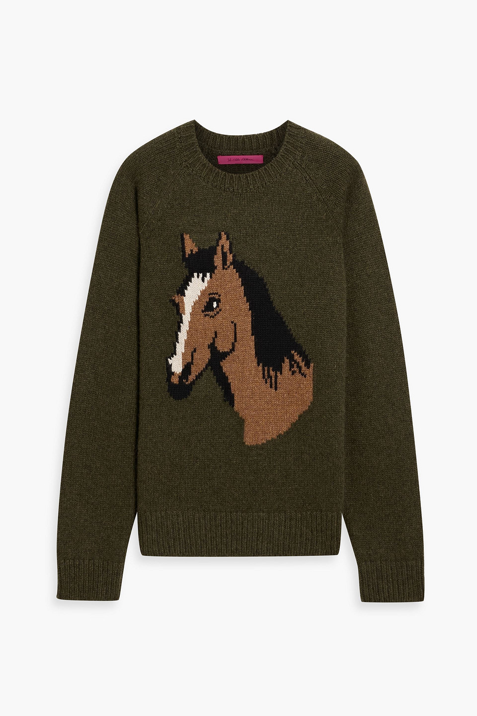 The Elder Statesman Horsey Intarsia Cashmere Sweater In Green