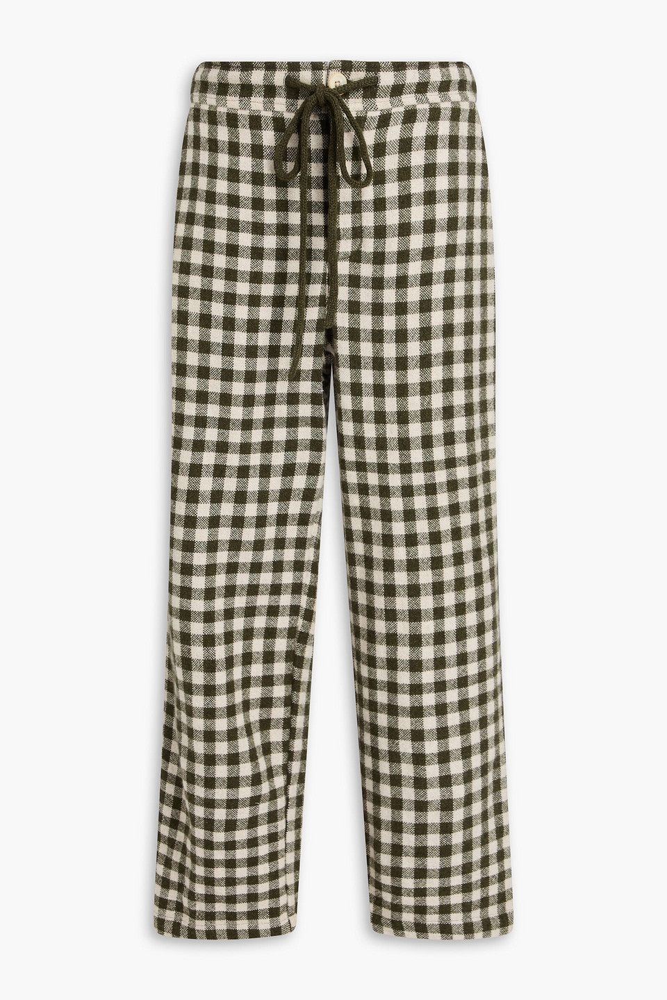 the elder statesman - gingham wool-tweed drawstring pants - green - xs