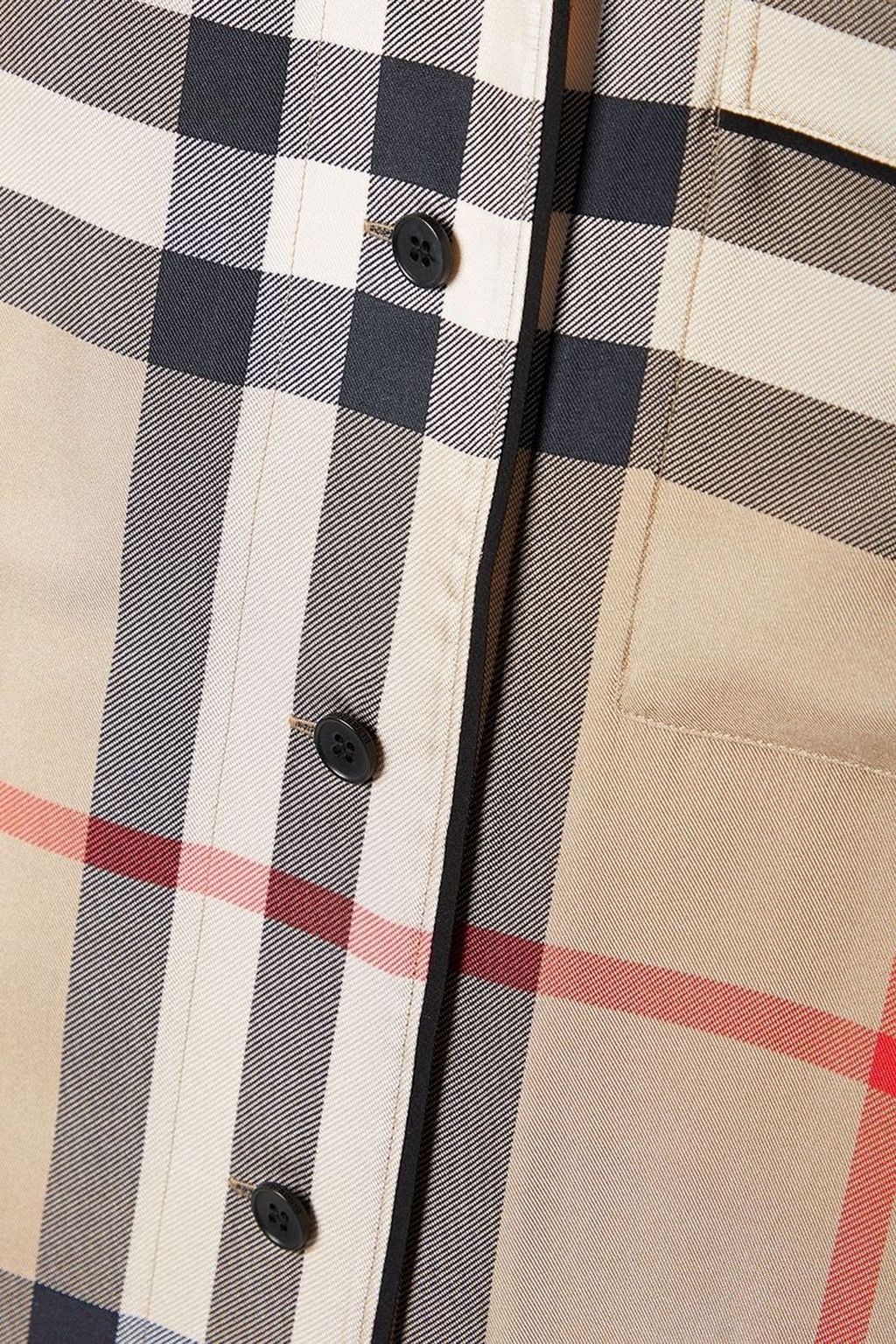 BURBERRY قميص من حرير تويل بنقشة مربعات