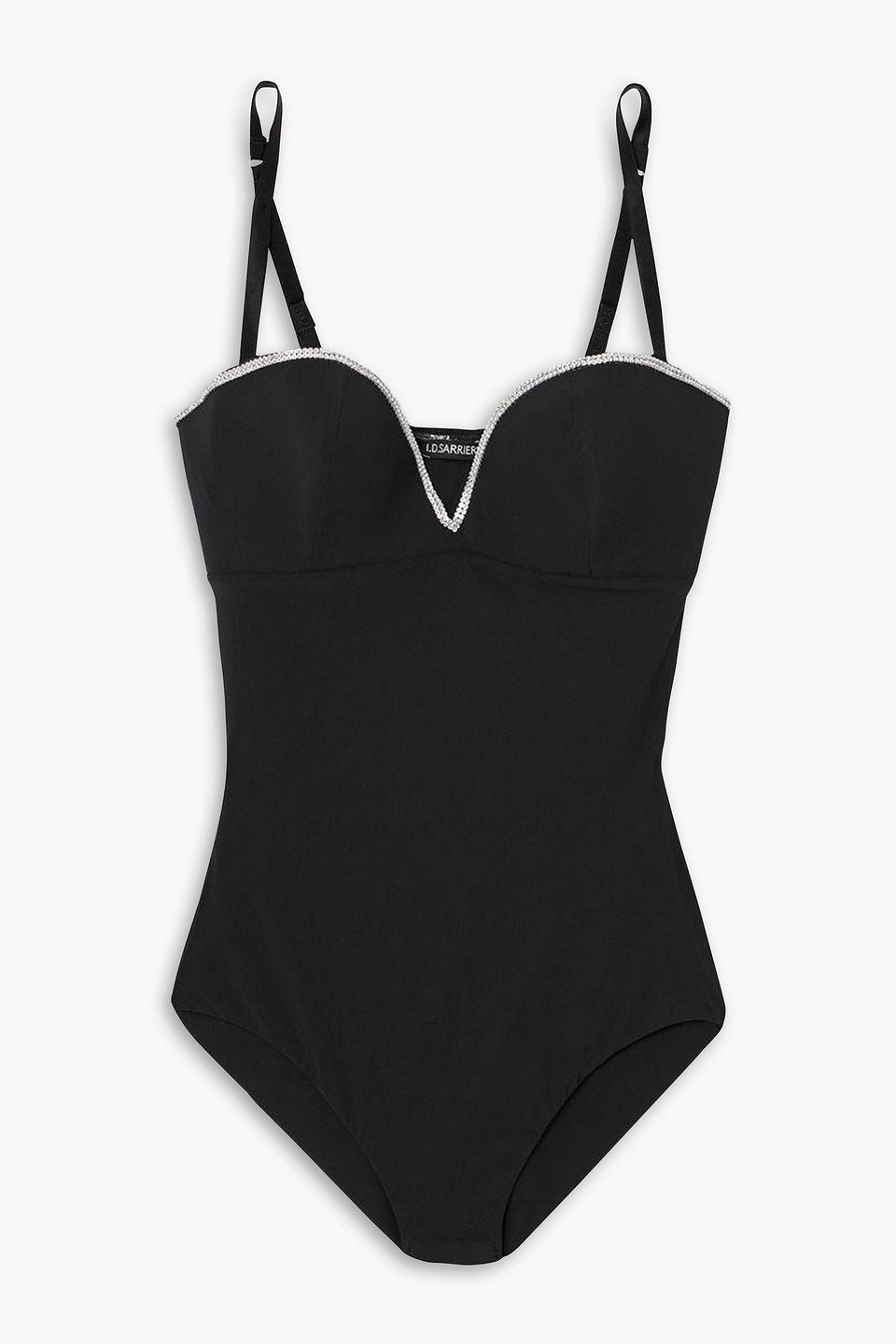i.d. sarrieri - dancing in the moonlight swarovski crystal-embellished stretch-jersey bodysuit - black - 3