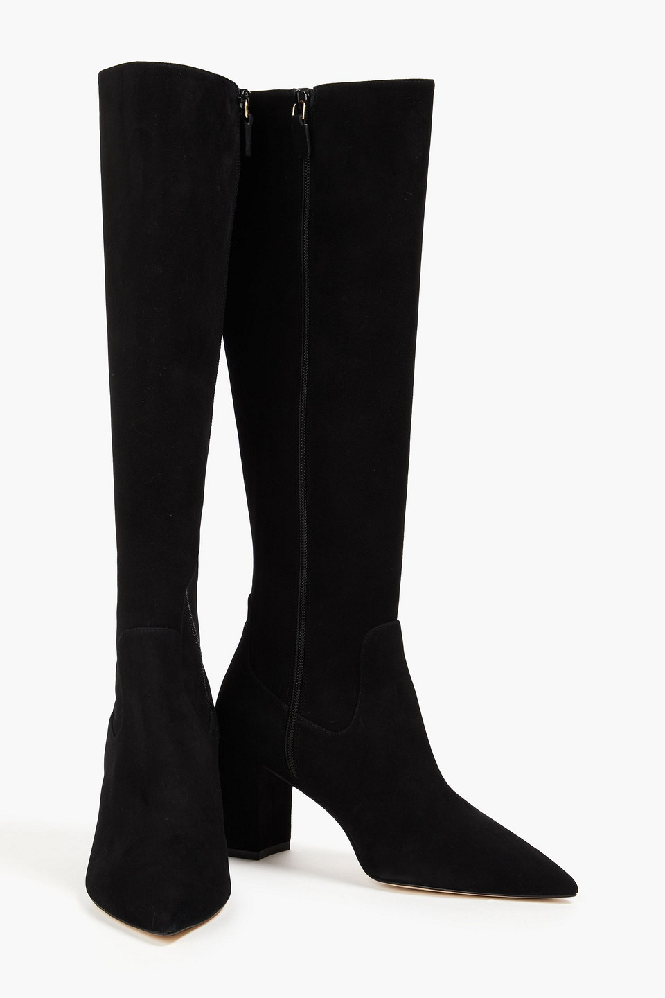 Stuart Weitzman Renegade Zip 75 Suede Knee-high Boot In Black