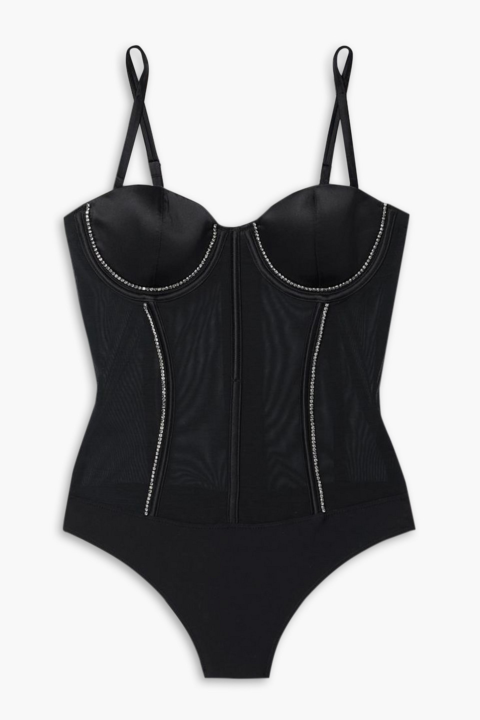 Brilliant crystal-embellished mesh bodysuit