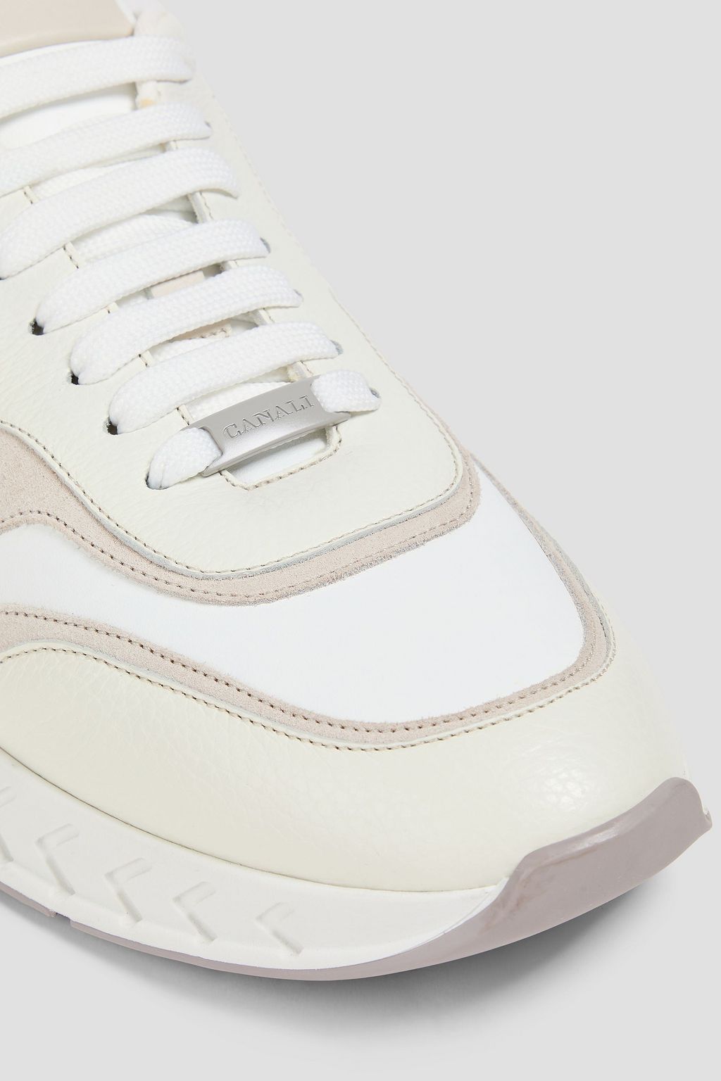 CANALI Smooth and pebbled-leather sneakers