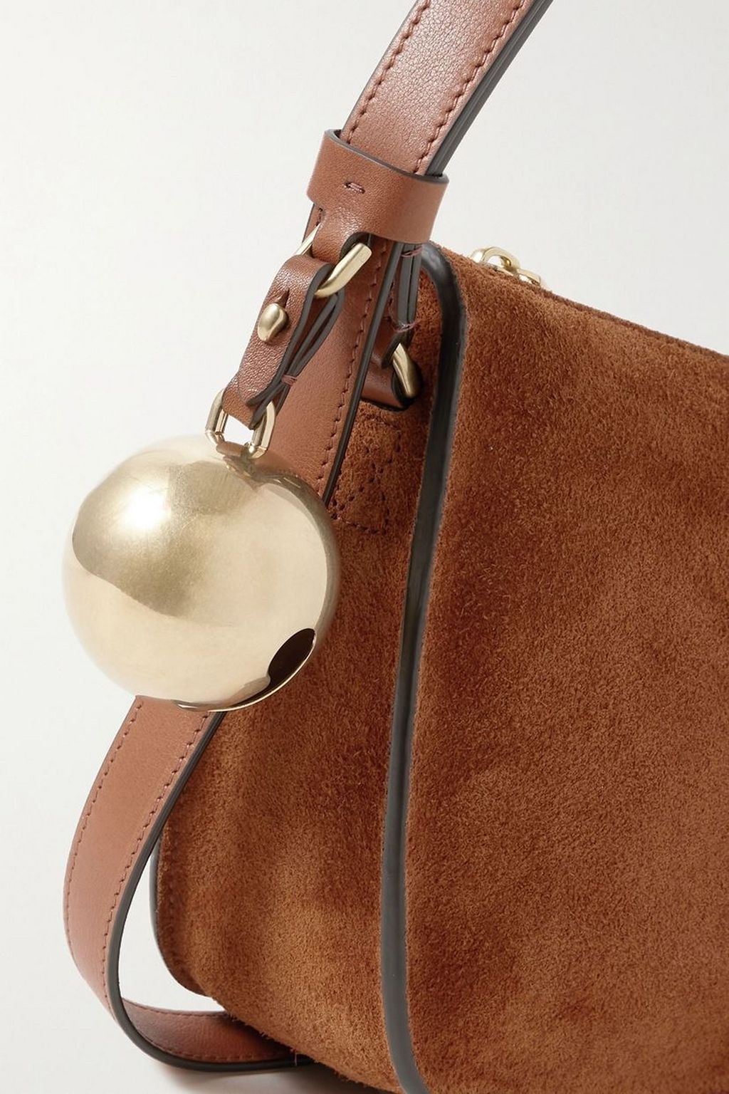 BURBERRY Embellished leather-trimmed suede shoulder bag