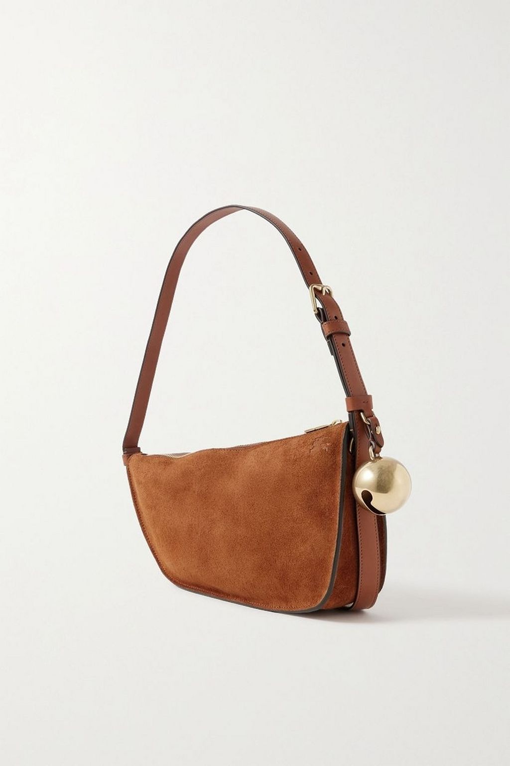 BURBERRY Embellished leather-trimmed suede shoulder bag