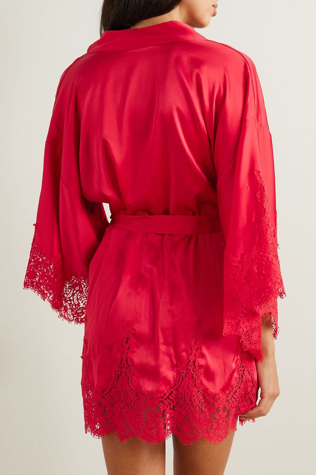 COCO DE MER Marella lace-trimmed satin robe