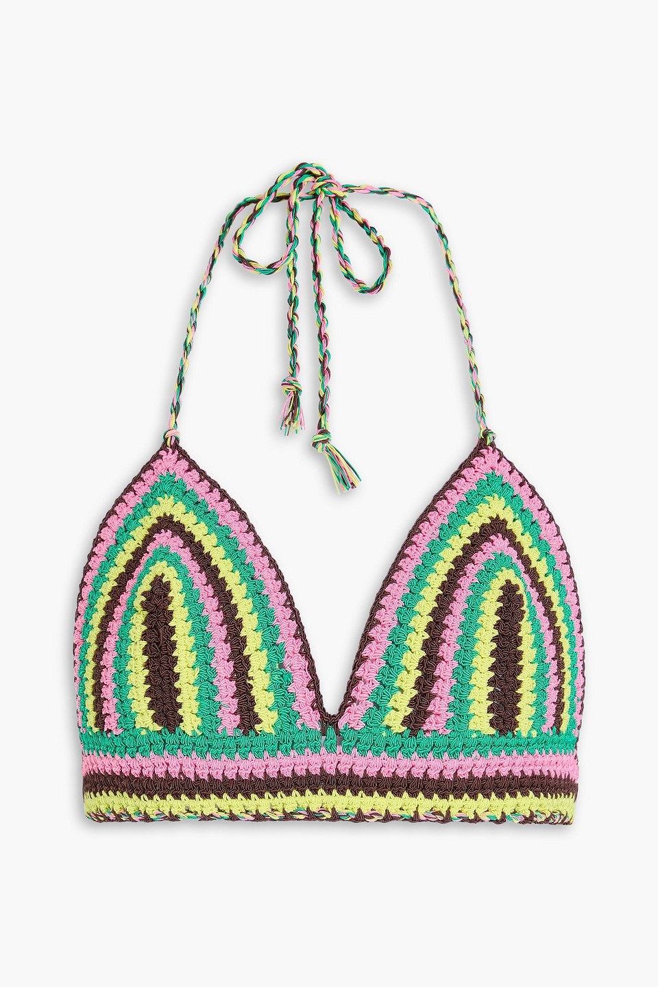Frame Crochet-knit Cotton-blend Bra Top In Multicolor