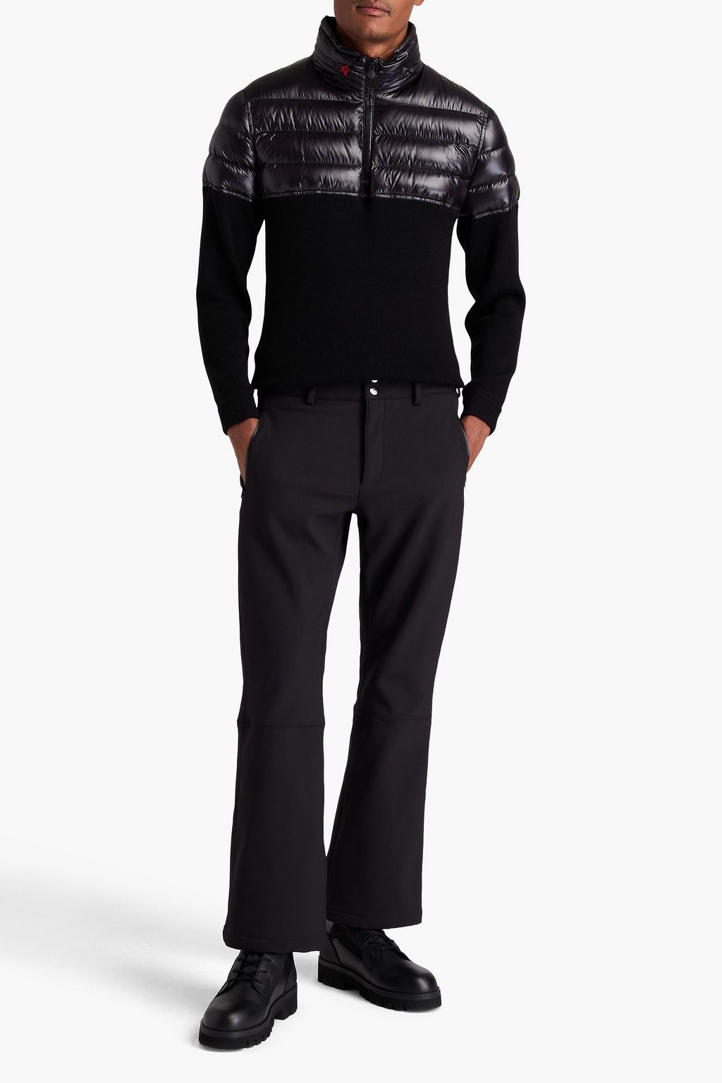 PERFECT MOMENT Quilted shell-paneled merino wool sweater