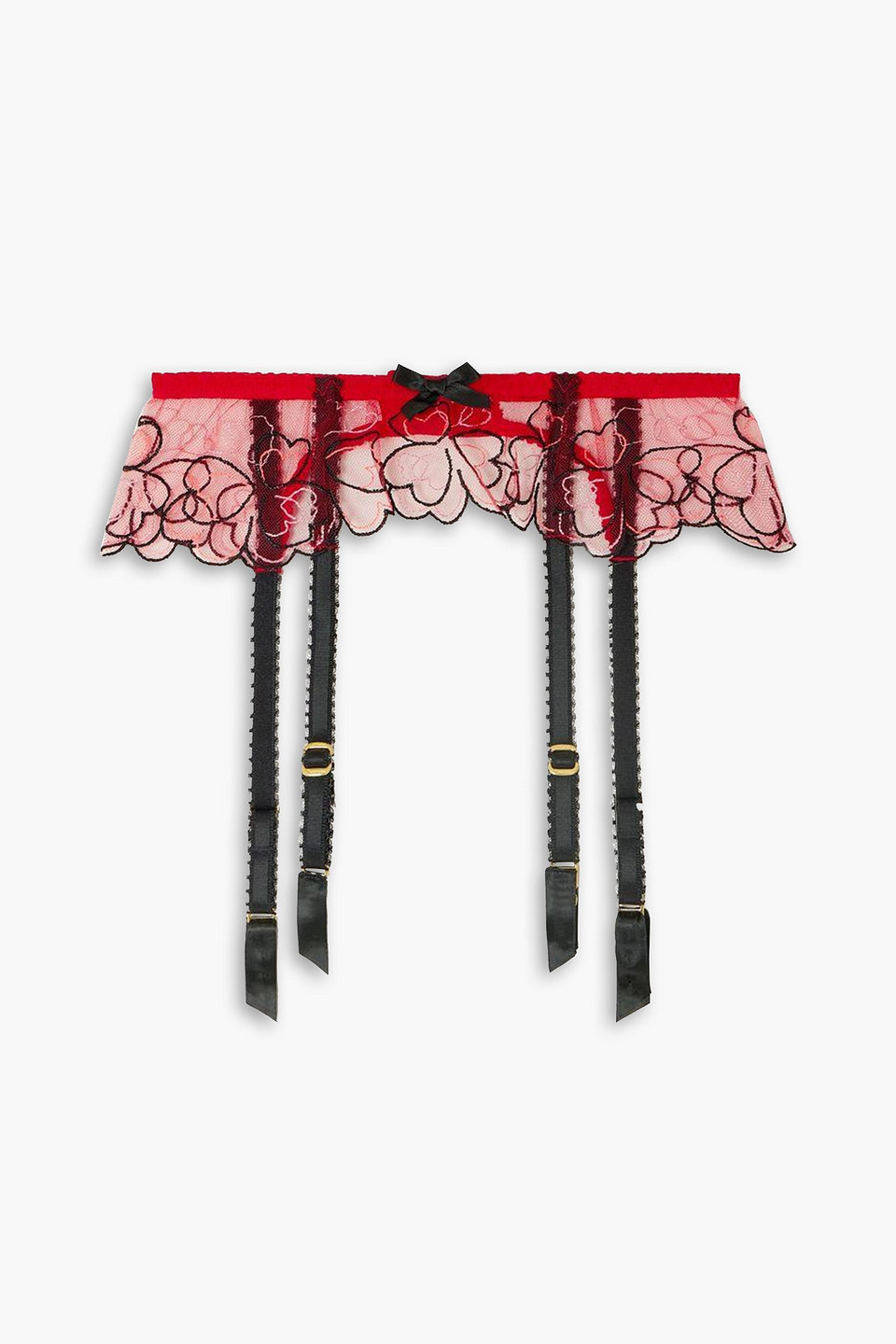 Maysie embroidered tulle suspender belt