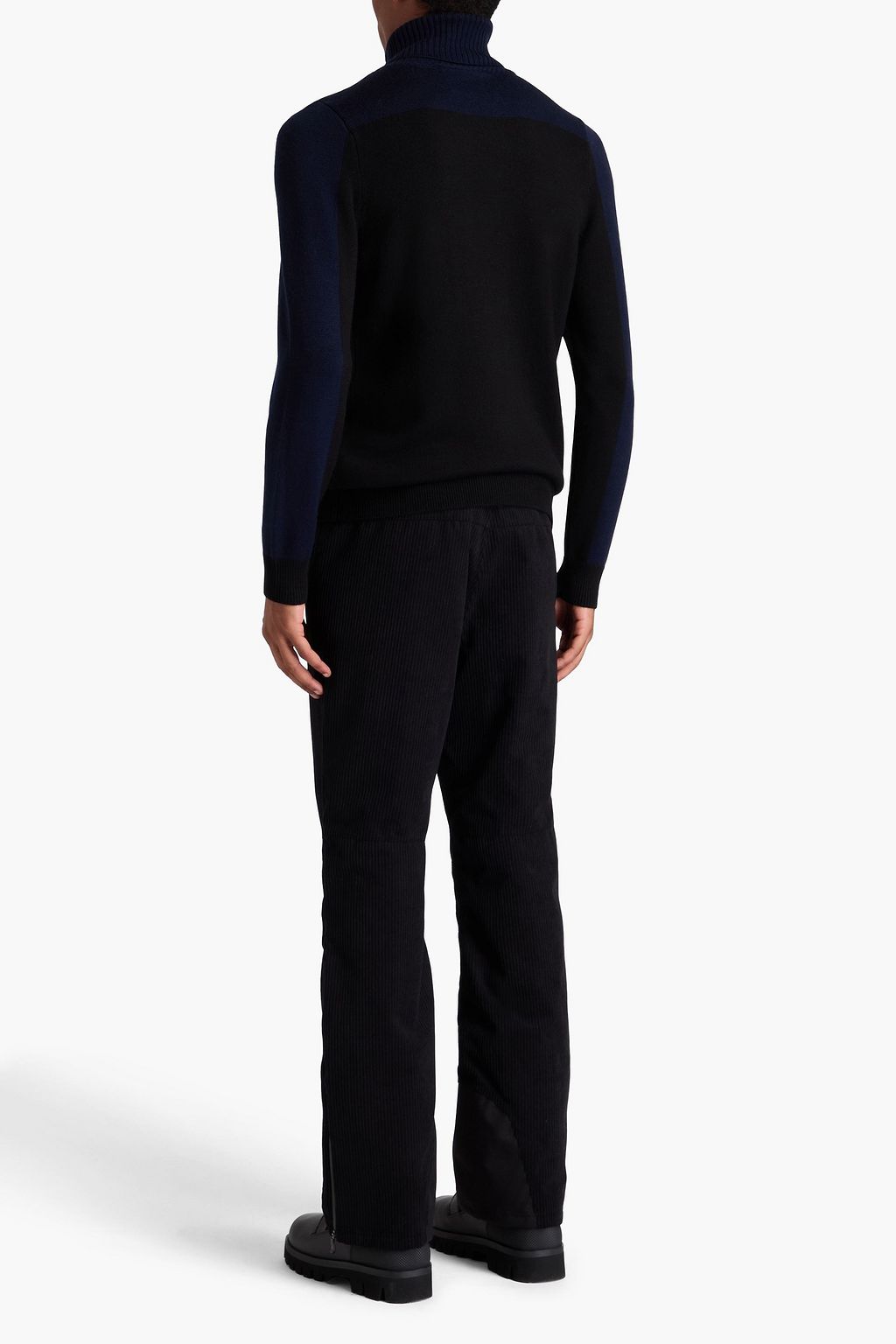 PERFECT MOMENT Two-tone intarsia merino wool turtleneck sweater