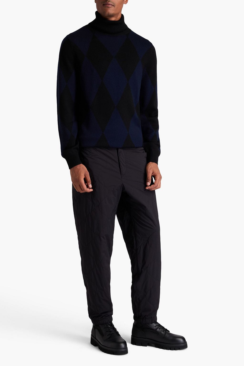 PERFECT MOMENT Argyle merino wool turtleneck sweater